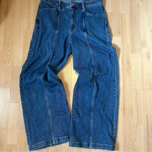 70s look Women Wide Leg Blue Jeans